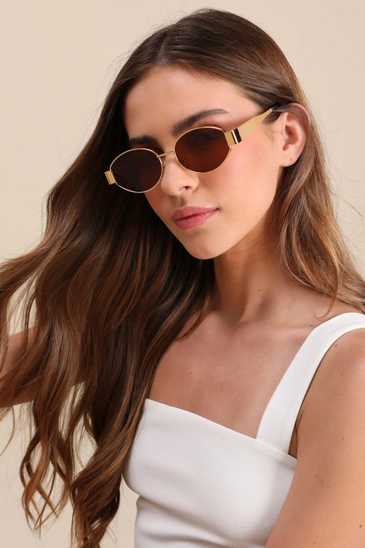 Lunettes de soleil ovales Gold and Brown