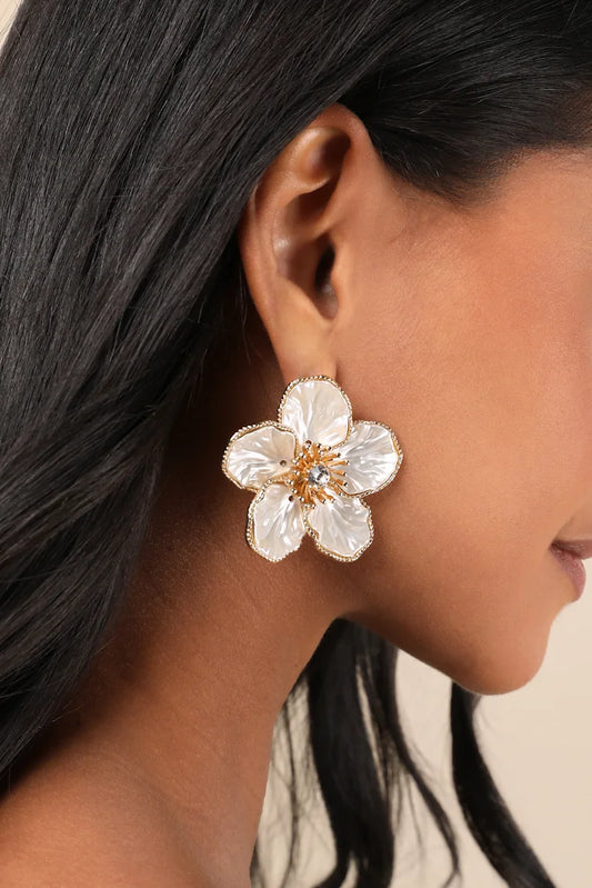 Boucles d'oreilles fleurs blanches Alea