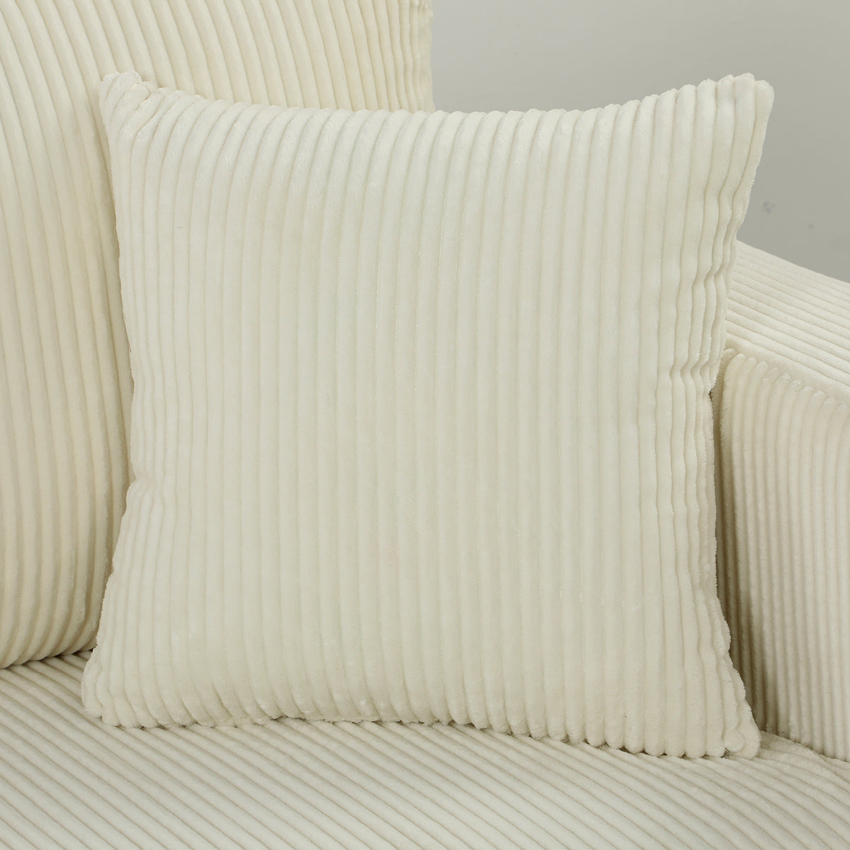 Canapé 2 Places en Velours Côtelé, Canapé de Salon Moderne 170 cm, Assise Large, Coussin à Ressorts, Crème