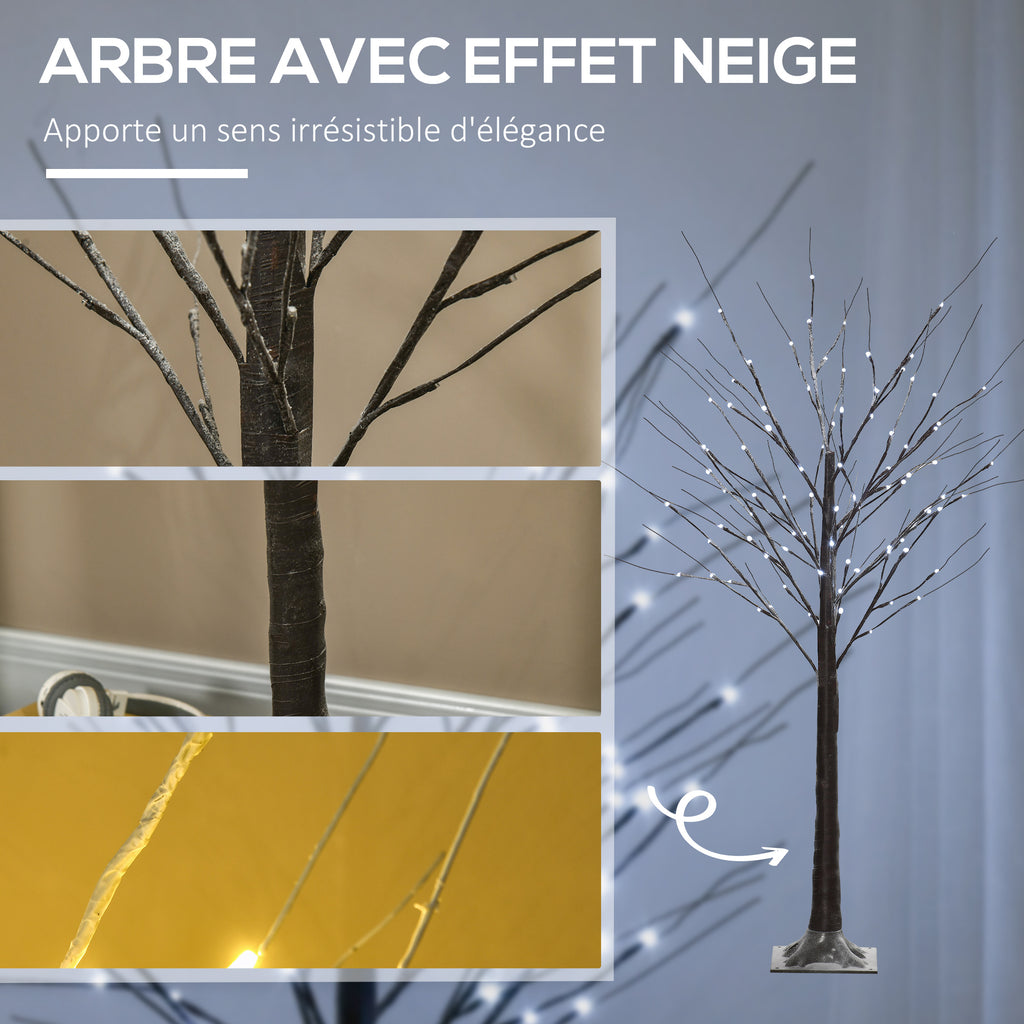 Arbre lumineux LED - décoration lumineuse blanc froid - 96 LEDs - usage intérieur - 150 cm - décoration de noël chambre maison marron