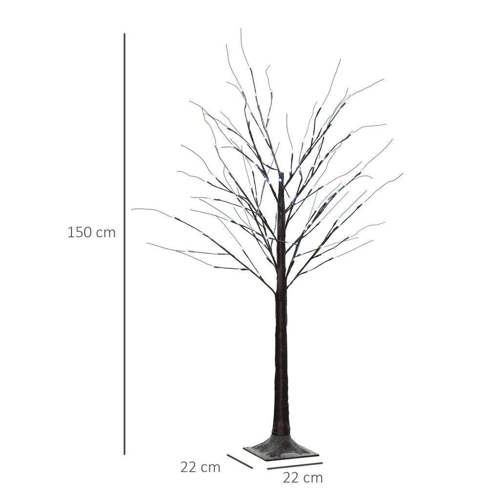 Arbre lumineux LED - décoration lumineuse blanc froid - 96 LEDs - usage intérieur - 150 cm - décoration de noël chambre maison marron